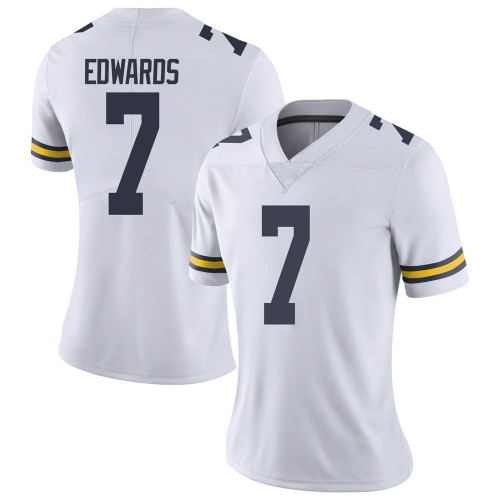 Donovan Edwards Michigan Wolverines Women's NCAA #7 White Limited Brand Jordan College Stitched Football Jersey EXY5854OC